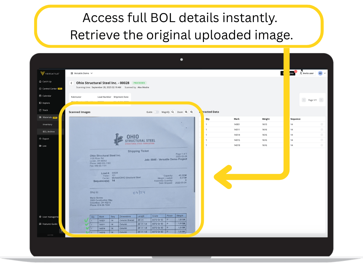 Materials Tracking for Steel Projects