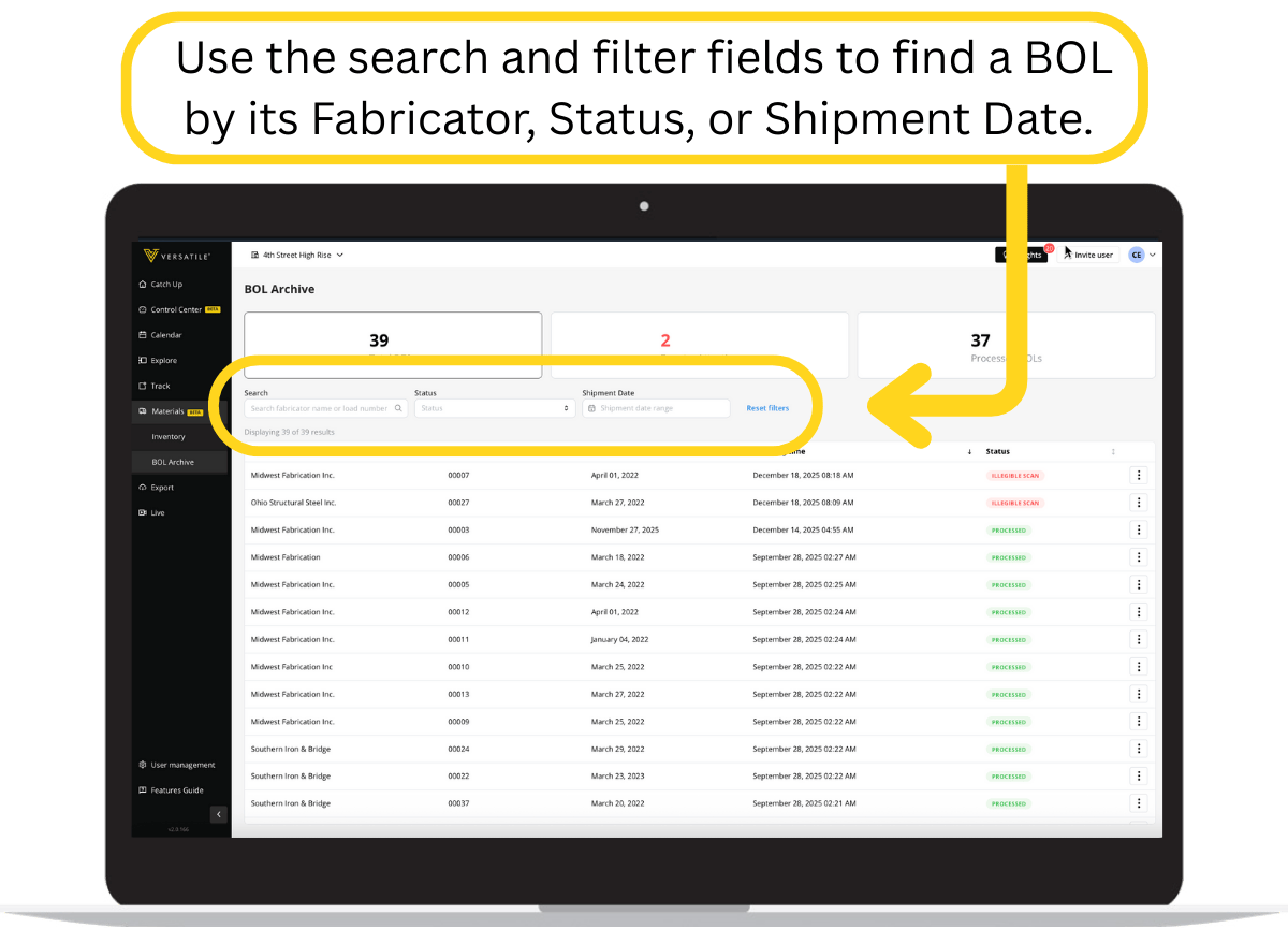 Materials Tracking for Steel Projects